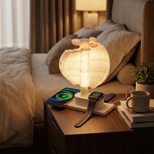 Spiral Tree Table Lamp with Integrated Wireless Charger