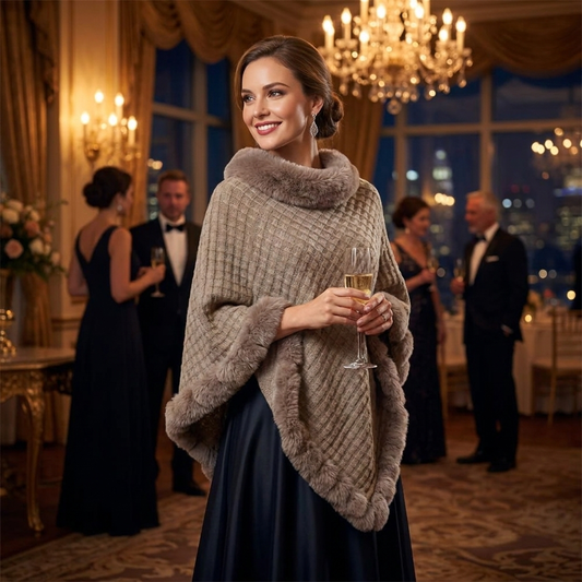Faux Fur Shawl Cloak for Women