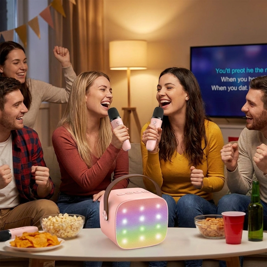 Mini Karaoke Machine with 2 Wireless Microphones